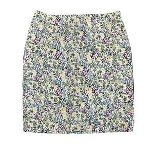 2/$15 J. Jill 2 petite Live in Chino Floral Print pencil Skirt Stretch Cream